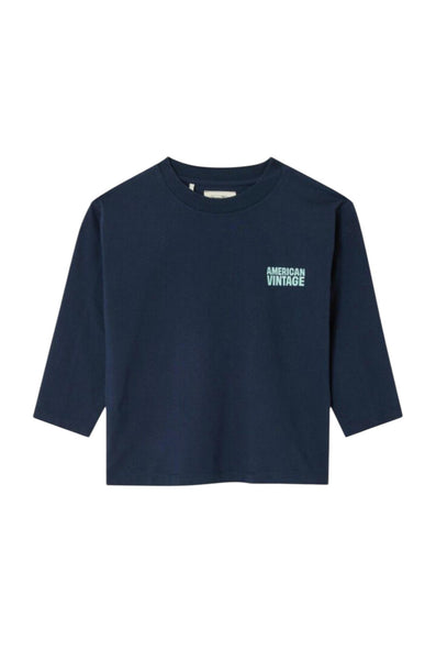 T-hirt blu con logo per neonati e bambini American Vintage KGIX02B NAVY 