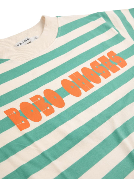 T-shirt a righe panna e verdi per neonatao e bambino Bobo Choses B126AC136 UNI 
