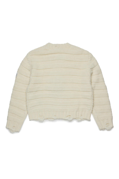 Maglia panna a coste con rotture per bambini MM6 Maison Margiela M60880 M6101 