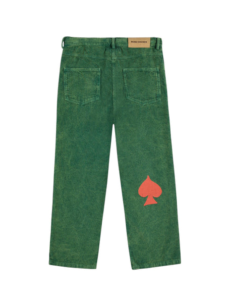 Panalone verde in velluto a coste con stampa per neonato e bambino Bobo Choses B225AC084 UNI 