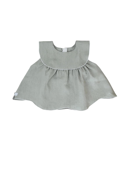 Top in lino verde oliva  per neonata e bambina Gayalab 589A GRAYGREEN 