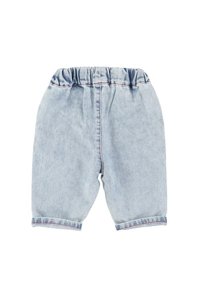 Jeans in denim blu per neonati Piupiuchick SS26.BB2612A DENIM 