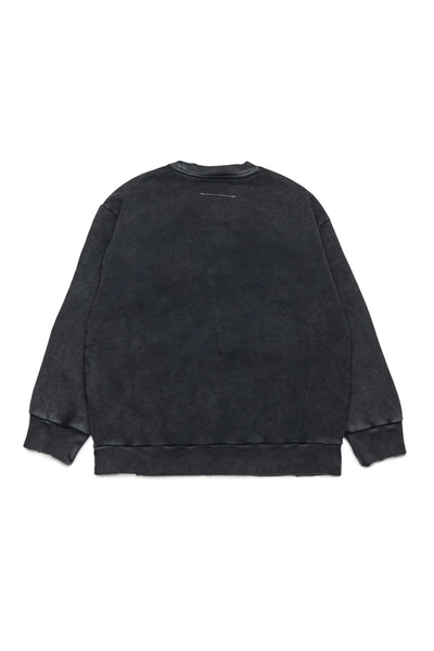 Felpa nera con rotture per bambini MM6 Maison Margiela M60867 M6900 