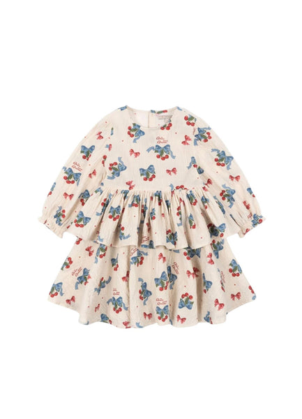 Abito beige con stampa all over per neonata e bambina Konges slojd KS103794 AMARENA 