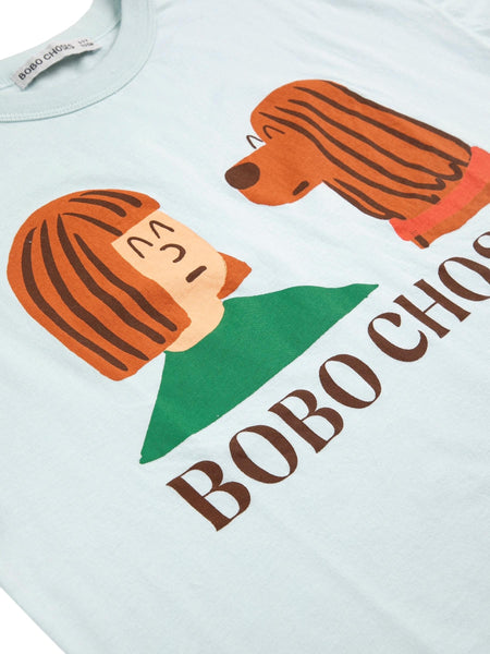 T-shirt azzurra con stampa per neonati e bambini Bobo Choses B126AC011 UNI 
