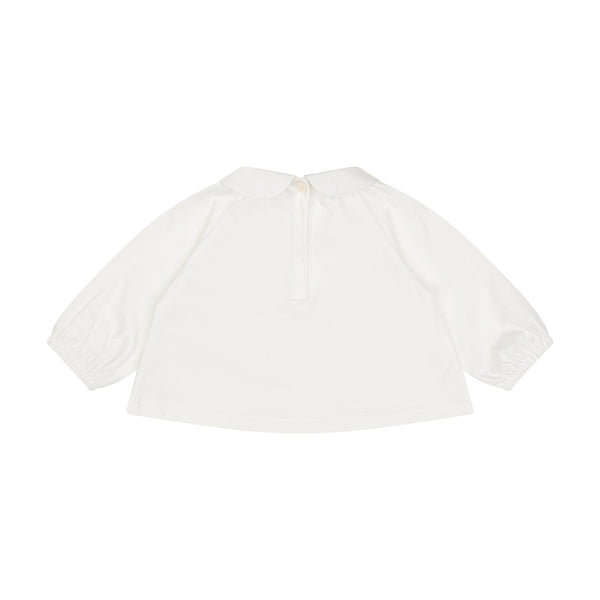 T-shirt bianca con colletto per bambina Doudou DY8000 101 