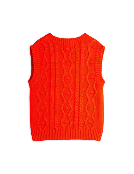 Gilet in maglia rosso con patch per bambina Mini Rodini 2572012442 RED 