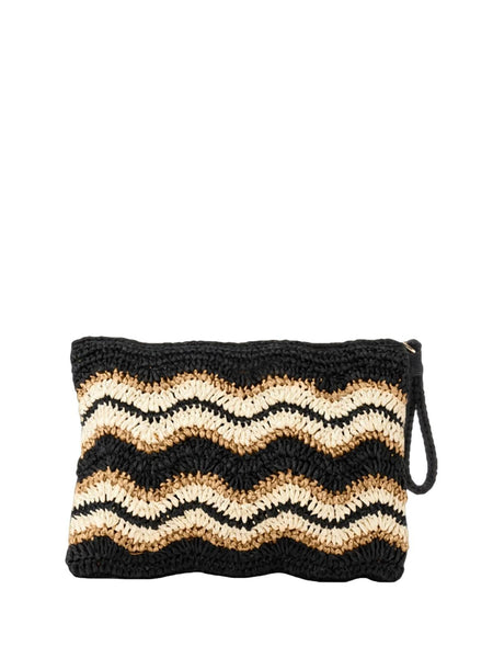 Pochette in paglia nera e beige con logo F**K FA26-SW0070BK BLACK 