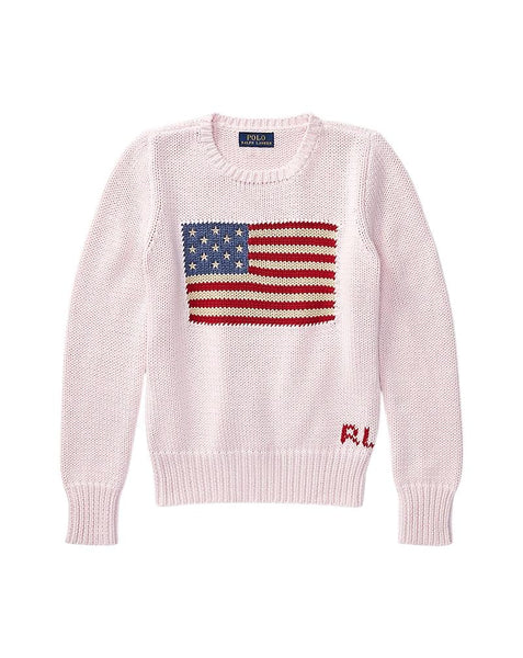 Maglia rosa con bandiera per bambina Ralph Lauren Kids 313668609003 ACACIA PINK 