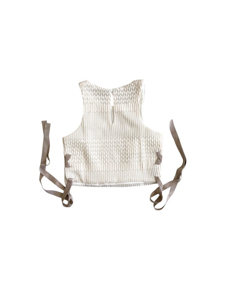 Top latte in maglia con lacci per bambina Lulù by Miss Grant LL4264 LATTE 