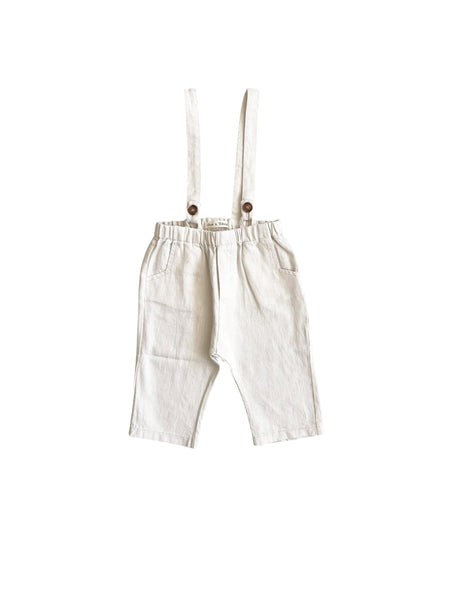 Jeans in denim panna con bretelle per neonato Zhoe & Tobiah TON5 45 