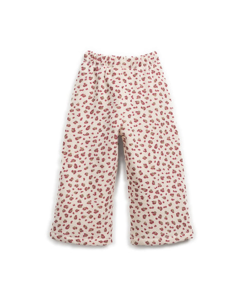 Pantalone in maglia panna con stampa animalier all over per bambina Play up 4AR11602 E731N 