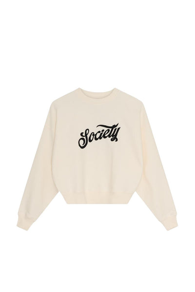 Felpa panna con logo per bambina The New Society MAZUS SWEATER ECRU 