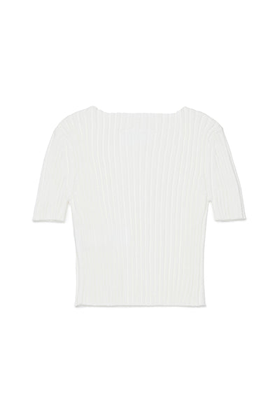 Maglia bianca a coste con logo per bambina MM6 Maison Margiela M60989 M6101 