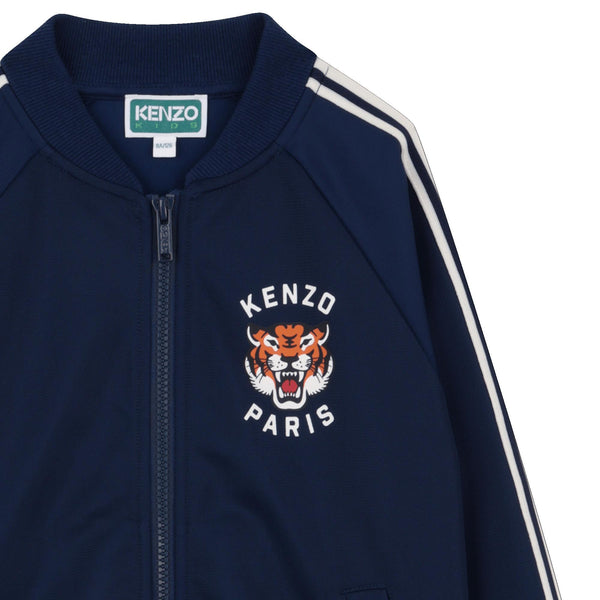 Felpa aperta  blu con logo per bambino KENZO K61687 84N 