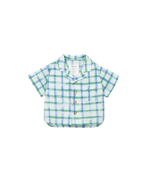Camicia a quadri azzurri e verdi per neonato Play up 1AS11253 E774B 