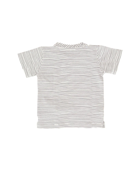 T-shirt panna a righe carbone per neonato Maperò M33152 RIGA ARENARIA 