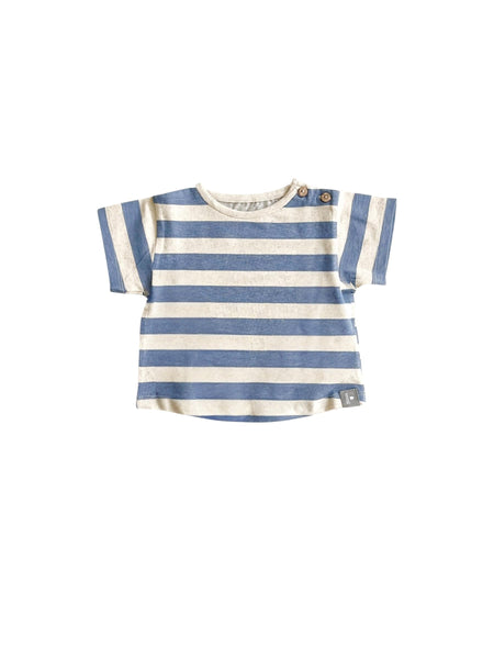 T-shirt a righe ecrù e indaco per neonato Snug 933BB6S104G49 0037 