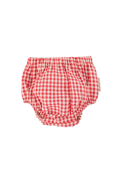 Culotte check rosso e bianco per neonata Piupiuchick SS26.BB2608 RED&ECRU 