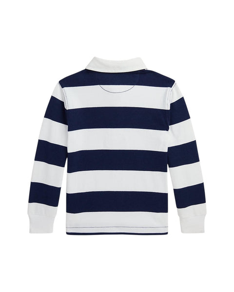 Polo a righe bianche e blu con logo per neonato e bambino<BR/><BR/> Ralph Lauren Kids 322932280001 WHITE/NAVY 