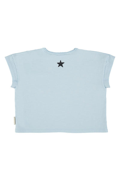 T-shirt celeste ocn stampa per neonati e bambini Piupiuchick SS26.JRS2615C LIGHT BLU 