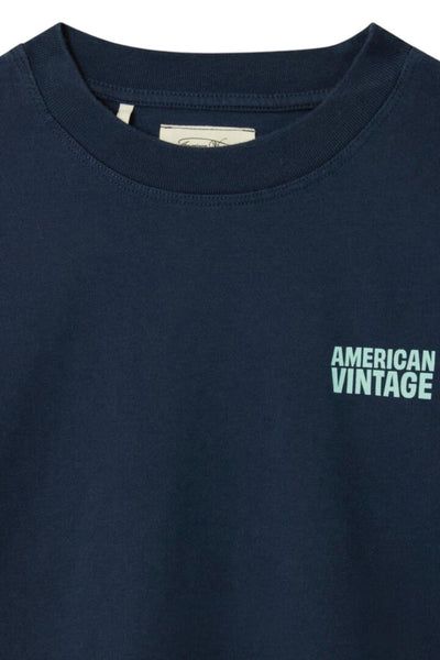 T-hirt blu con logo per neonati e bambini American Vintage KGIX02B NAVY 