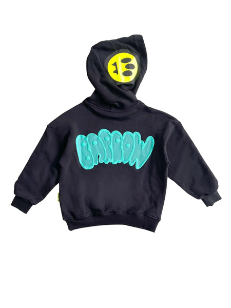 Felpa nera con cappuccio e logo per bambini Barrow S6BKJUHS002 110 