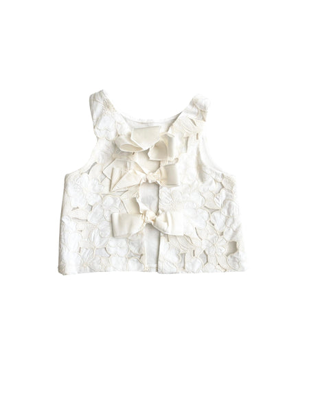 Top avorio con ricami floreali per neonata e bambina Miss Grant MG1713 AVORIO 