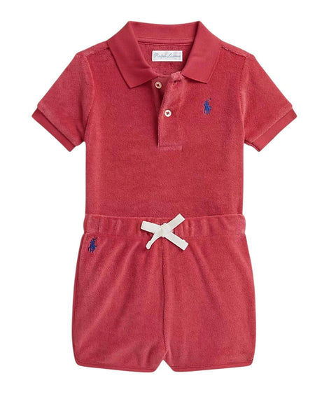 Polo e short in spugna rosso per neonato Ralph Lauren Kids 320B14079001 NANTUCKET RED 