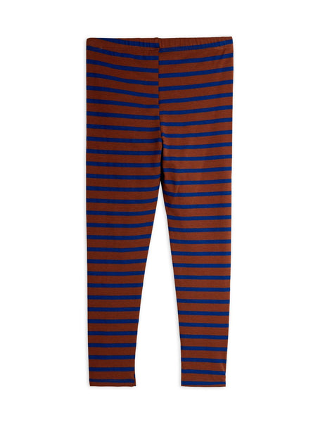 Leggings a righe marrone e blu con patch per neonata e bambina Mini Rodini 2573012316 BROWN 
