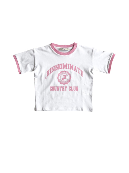 T-shirt bianca con dettagli rosa per bambina Hinnominate 3646M00347 FLAMINGO 