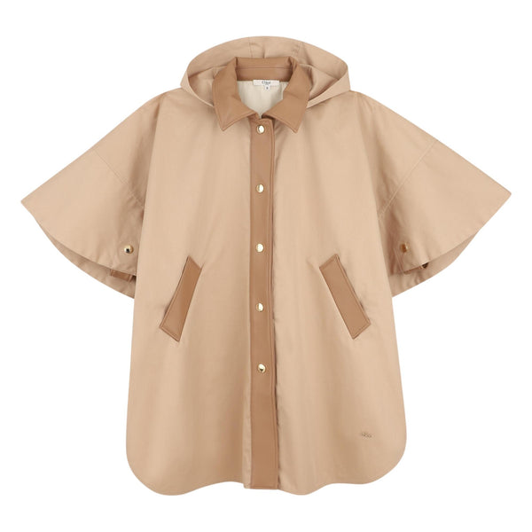 Mantella cammello con cappuccio per bambina Chloé C20836 231 