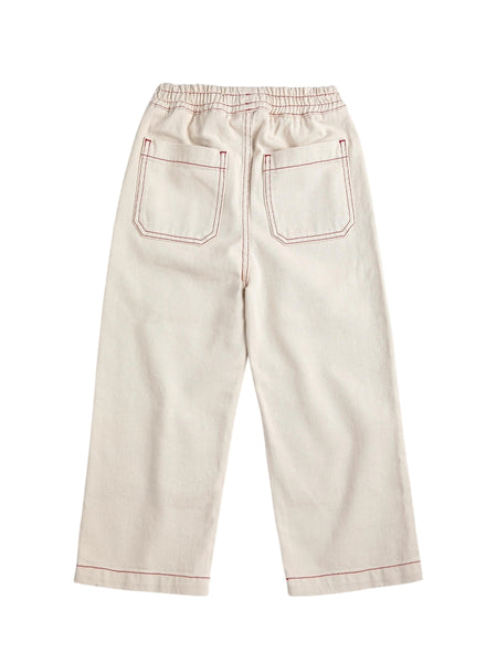 Jeans in denim panna con cuciture a contrasto per neonato e bambino Bobo Choses B126AC094 UNI 