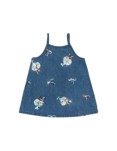Abito in denim blu con paillettes per neonata e bambina Konges slojd KS104975 GELATO 
