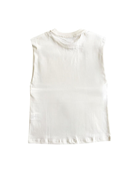 T-shirt crema senza maniche con logo per bambino Msgm S6MSJBTH242 013 