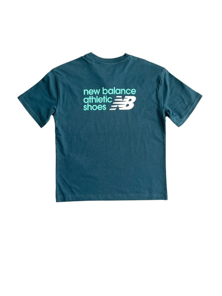 T-shirt verde con logo per bambino New Balance LAKB0295 MEDUSA GREEN 