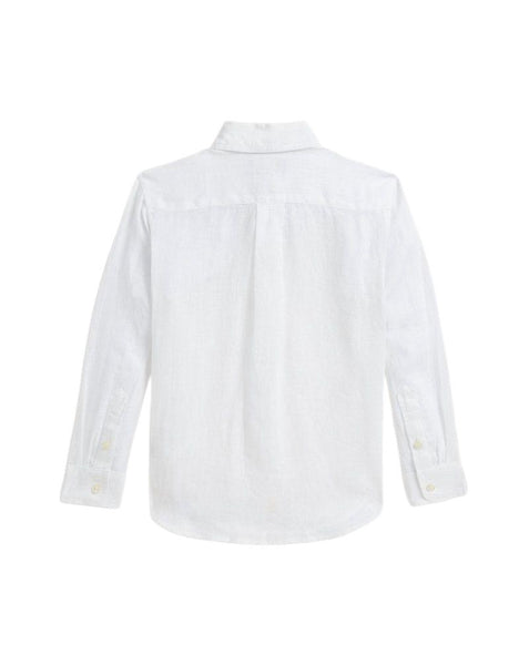 Camcia bianca in lino con logo per neonato e bambino Ralph Lauren Kids 322967600003 WHITE 