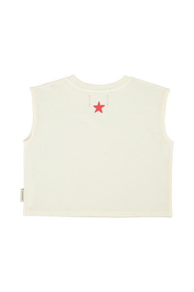 T-shirt panna con stampa per neonati e bambini Piupiuchick SS26.JRS2610 ECRU 