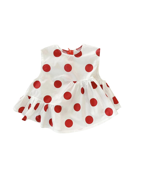 Top bianco a pois rossi per neonata e bambina Cucù Lab SABRINA SUMMER POIS ROSSO 