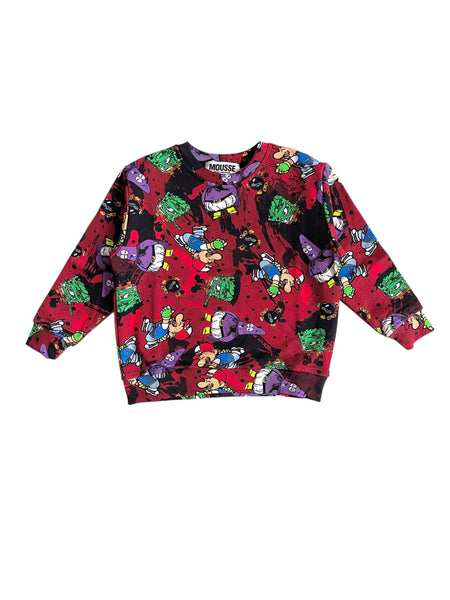 Felpa rossa con stampa multicolor all over per neonato e bambino Mousse kids PKFG220 POKEMONSTER 