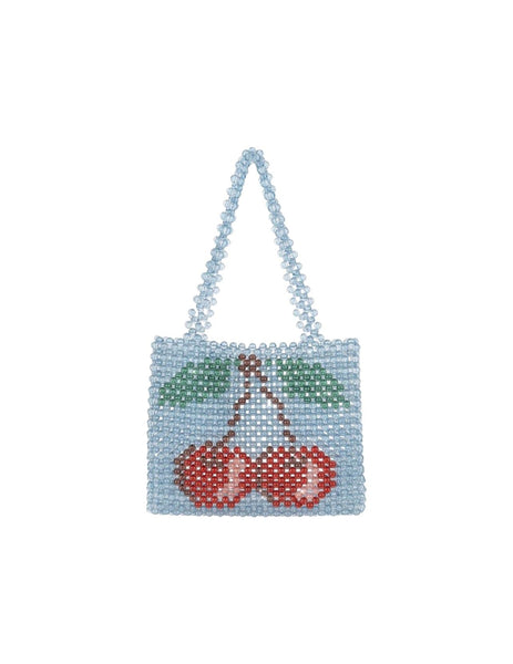 Borsa azzurra in perle con ciliegia per bambina Konges slojd KS104724 CHERRY 