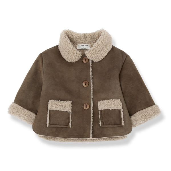 Montoncino marrone con dettagli in teddy ecru per neonati 1+ more in the family FILIPPA BROWN 