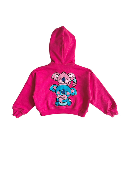 Felpa aperta fucsia con stampa per neonata e bambina Mousse kids PKHZ140F KOKKOALA 