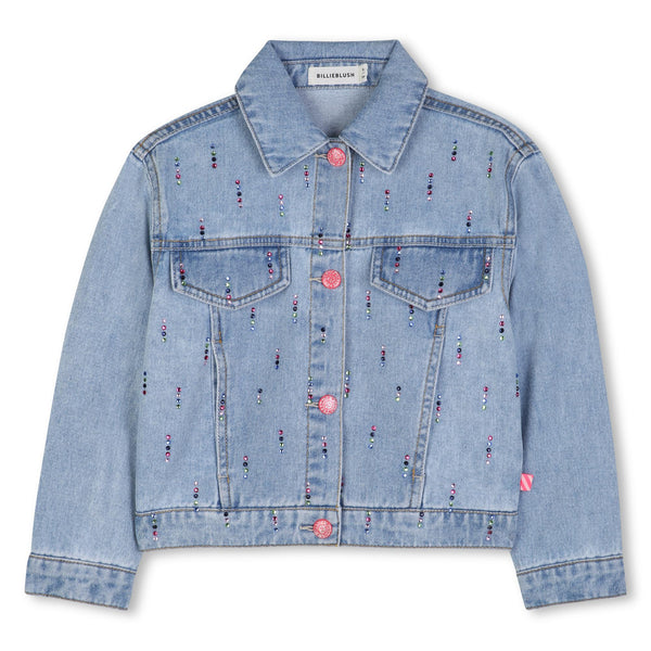 Giubbino in denim con strass multicolor applicati per bambina BILLIEBLUSH U21902 Z18 