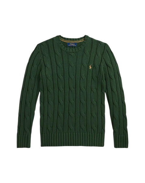 Maglia verde  in cotone a trecce per bambini Ralph Lauren Kids 323981036002 BOTTLE GREEN 