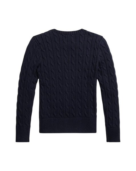 Maglia blu in cotone a trecce con logo per bambina Ralph Lauren Kids 313901316009 NAVY 
