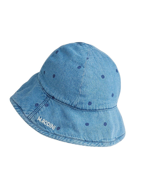 Cappello in denim blu con logo per neonata e bambina Mini Rodini 2626510960 BLUE 