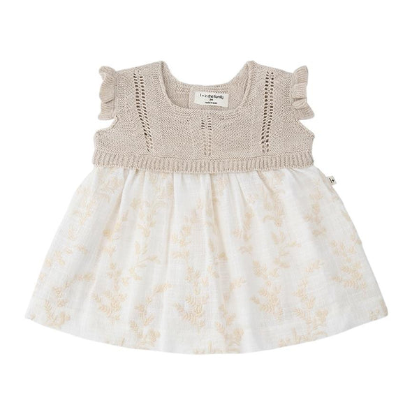 Abito beige e panna con ricami per neonata 1+ more in the family SAONA ECRU 