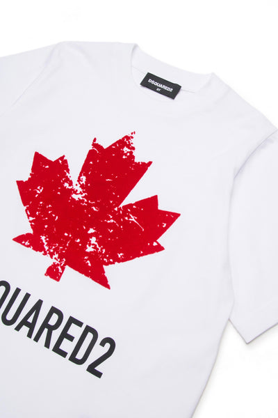 T-shirt bianca con logo per  bambino Dsquared2 DQ2982-D00XM DQ100 