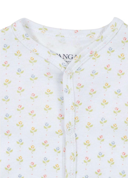 Tutina bianca con stampa fiori all over per neonata Konges slojd FA100037 TULI COEUR 